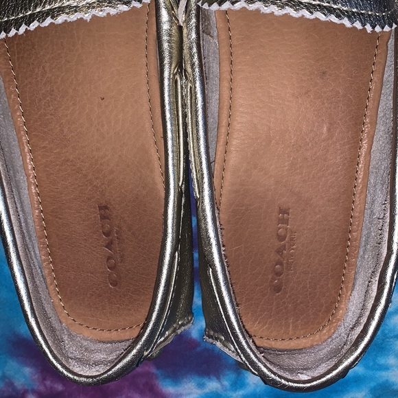 Coach size 9 1/2 metallic gold moccasins - Picture 4 of 4
